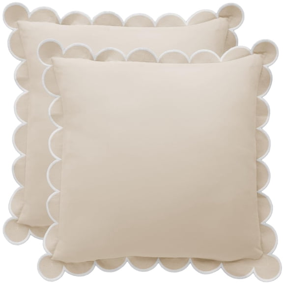 Funda de almohada BEBE BASK festoneada, 100% algodón, 45 x 45 cm, juego de 2