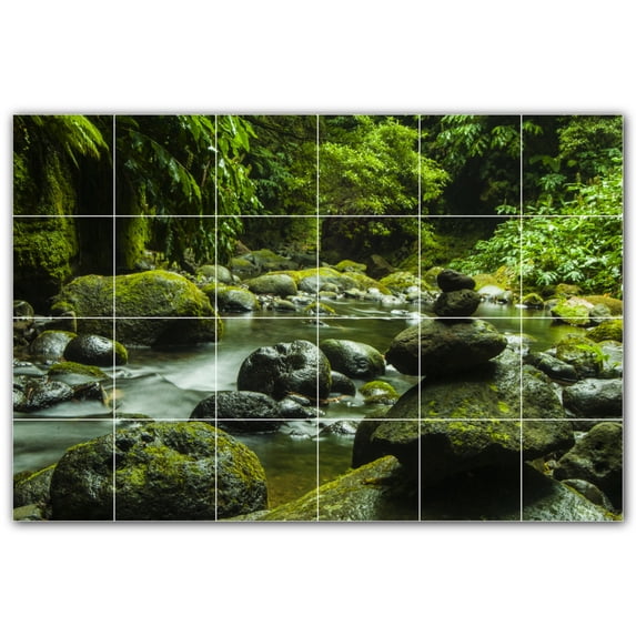 Picture-Tiles.com: River Ceramic Tile Wall Mural WAL500912-64S. 25.5"W x 17"H using (24) 4.25" x 4.25" Ceramic Tiles-Satin Finish