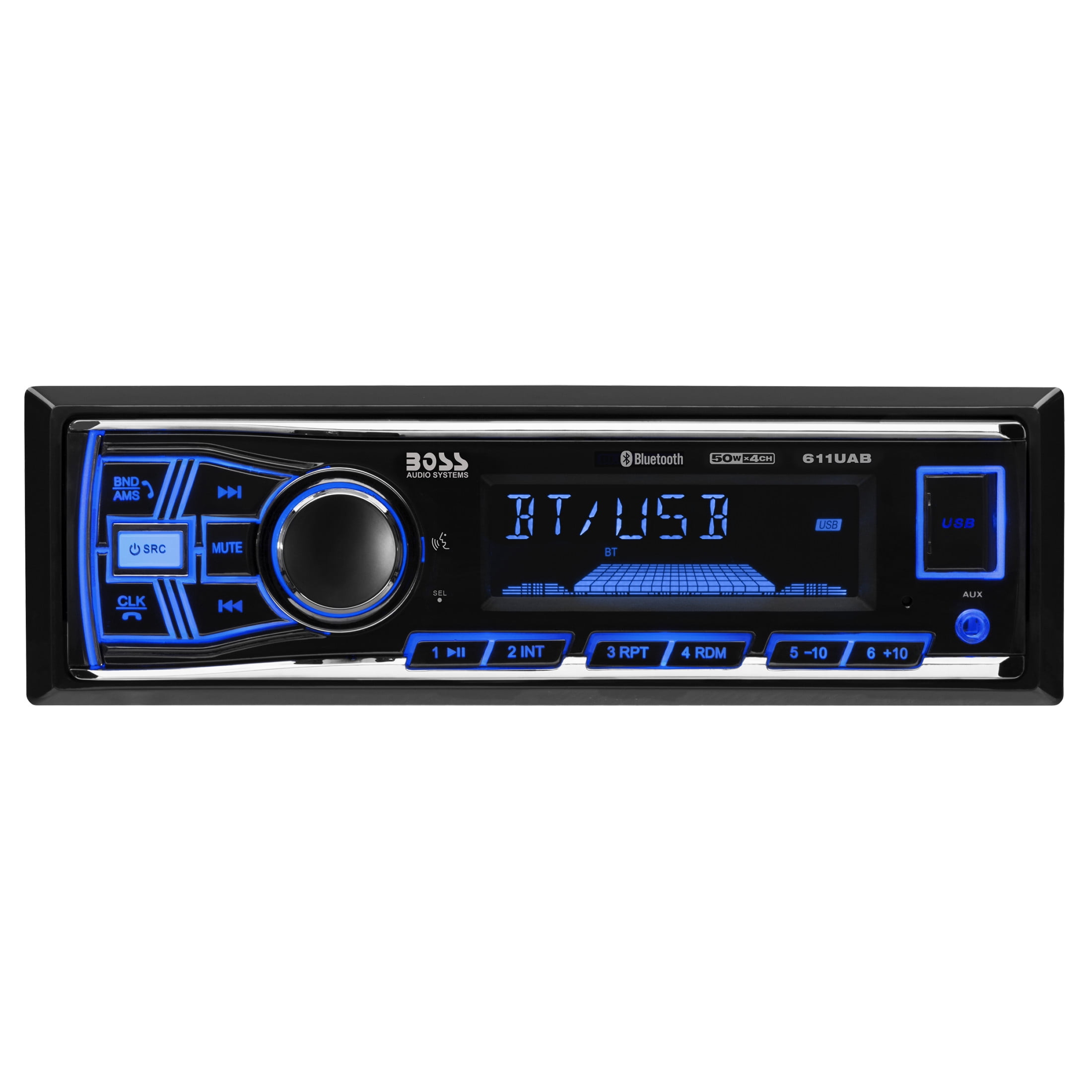 BOSS Audio Systems 611UAB Car Stereo - Single Din, Bluetooth, No CD DVD Player, AM/FM Radio Receiver, Aux Input, USB