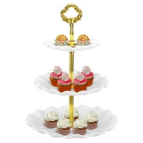 3-Tier Cupcake Stand Holder, Round Tiered Serving Dessert Tray, White