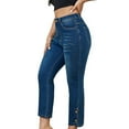 thumbnail image 5 of WXLWZYWL Plus Size Straight Jeans for Women Bule Slim Stretchy Fitting High Waist Women Jeans Curvy Jeans Pants Suki Mid Rise Curvy Fit Straight Crop Jeans, 5 of 6