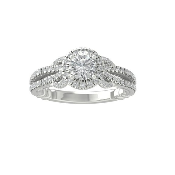 Araiya 14K White Gold Round Diamond Halo Engagement Ring (1 1/4 cttw, I-J Color, I2-I3 Clarity), Size 10