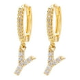 thumbnail image 1 of Iumwxz Dainty Gold Plated Initial Hoop Earrings Letter Alphabet Dangle Earrings Fashion Sparkly Rhinestone Letter Initial Pendant Drop Earrings For Women Valent, 1 of 1