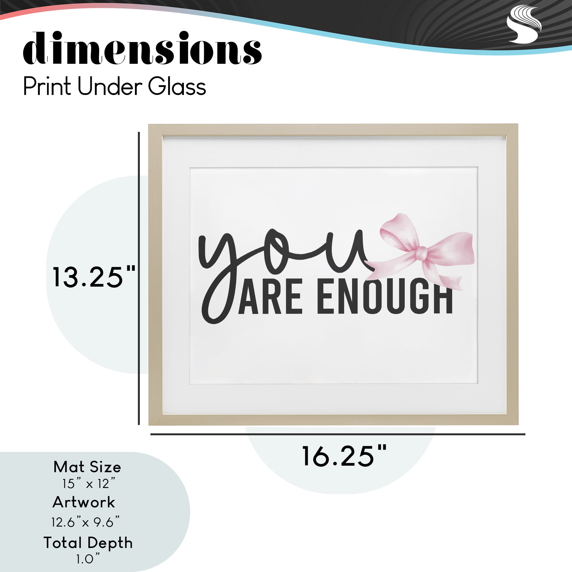 Stupell Industries You Are Enough with Ribbon Birch Framed Print Under Glass, design by Kim Allen