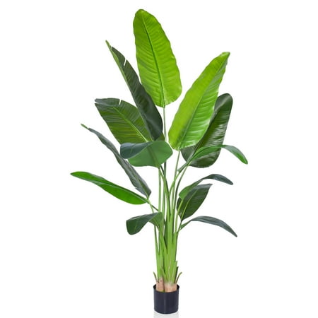 LDNIO Bird of Paradise Artificial Plant  Fake Plants Areca Palm Tree - Artificial Plants Indoor Outdoor Faux Banana Leaf Tree for Home Office Decor (6FT - Upgraded Bird of Paradise)