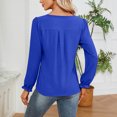 thumbnail image 5 of Scyoekwg Womens Long Sleeve Tops Loose Cute Tops Solid Color Dressy Casual Blouses Comfy V-Neck Basic Tops Blouses (Blue,L), 5 of 7