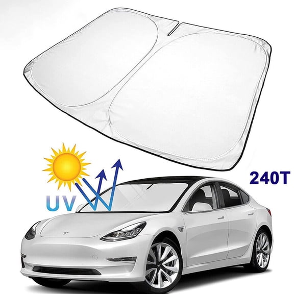 Foldable Car Windshield Sun Shade Front Window Sunshade, Blocks UV Rays Sun Visor Protector for Tesla Model 3 & Model Y