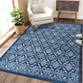 thumbnail image 2 of Hasoo Area Rug 4' x 6' Modern Floral Indoor Thin Carpet Foldable Non-Slip Rug for Entryway Hallway Living Room Bedroom Kitchen Blue, 2 of 5