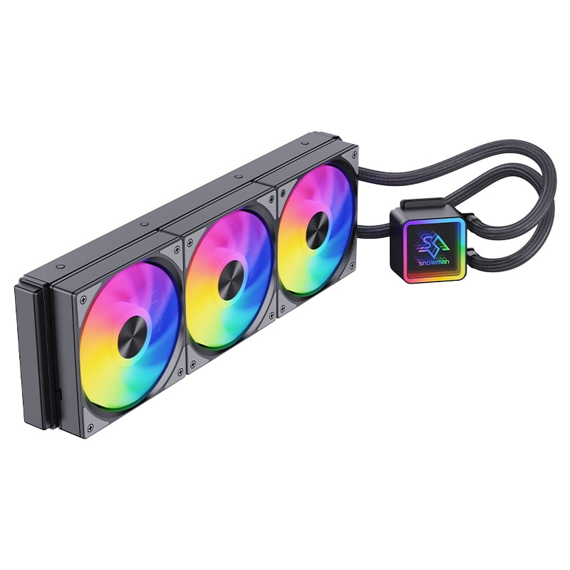 SNOWMAN 360mm AIO Liquid CPU Cooler, ARGB 3×120mm PWM Fans, Intel LGA 1700/1200/115X/AM5/AM4 Compatible, Black