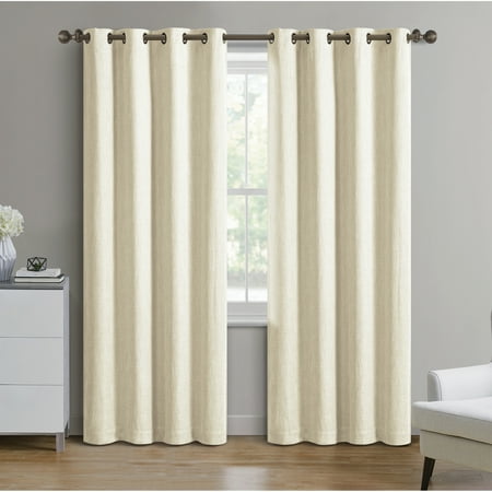 better homes & gardens woven textured grommet blackout curtain panel, 1-piece, ivory, 50" w x 95" l