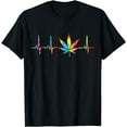 thumbnail image 1 of Weed Funny Cannabis Marijuana Leaf Heartbeat Stoner Tie Dye T-Shirt men gifts graphic tees, 1 of 6