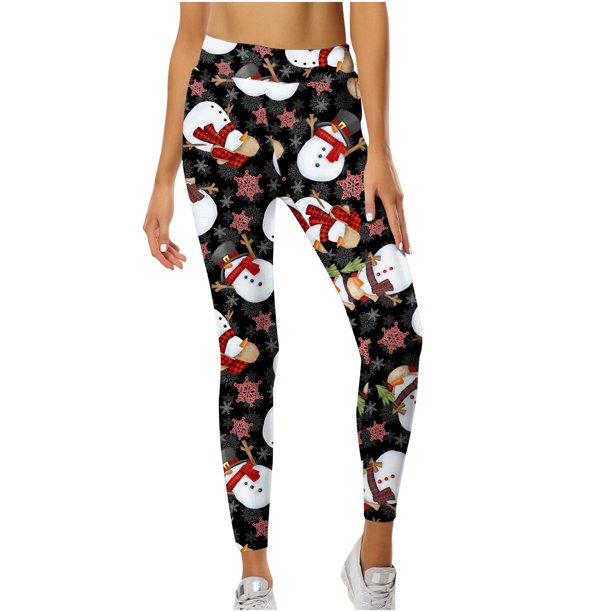 Leggings Navideños Para Mujer Pantalones de Yoga Pantalones de Entrenamiento de Elasticidad Con Estampado Para Correr Odeerbi ODB192362