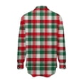 thumbnail image 6 of Trikvn Christmas Plaid Blouses for Women Classic Green Red Flannel Button up Shirt Lapel Collar Colorblock Buffalo Plaids Shacket Daily Chic S-3XL, 6 of 6
