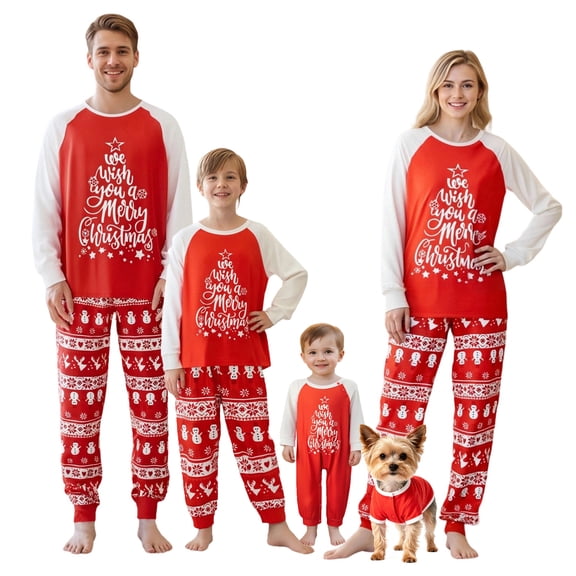 RUINIXCW Christmas Pajamas for Family Matching Pajamas Set Xmas Jammies Holiday Outfit for Couples Women Men PJS Set Snowmen Letters Print Sleepwear Loungewear