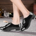 thumbnail image 3 of Fashion Boy Tap Dance Step Dance Zapatos de cuero PU Zapatos de baile (Negro 35), 3 of 8