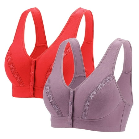 Itsame 1 Pack Everyday Casual Bra Set Womens Full Support Bra Standard Straps Wireless Comfort Bralette Red Size XL