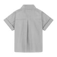 thumbnail image 4 of Hiijoy Big Girls Cotton Linen Button Up Shirt Solid Color Short Sleeve Loose Shirt, 4 of 5