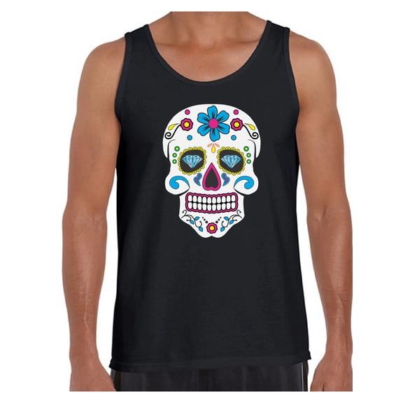 Awkward Styles Men's Colorful Skull Graphic Tank Tops Candy Skull Dia De Los Muertos