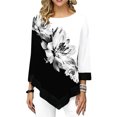 thumbnail image 5 of Moda Mujer Blusa estampada floral Tallas grandes 3/4 Mangas Irregular Dobladillo O Cuello Primavera Abanopi S, 5 of 5