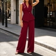 thumbnail image 6 of Bosfbaoi Two Piece Sets for Women Sleeveless Blazer Vest and High Waist Wide Leg Pants Formal Work Office Womens Summer Outfits, 6 of 8