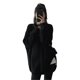 thumbnail image 1 of Women Autumn Winter Side Split Hem Sweater Solid Color Pullover Top Round Neck Long Sleeve Oversized Loose Knitwear Tops White, 1 of 4