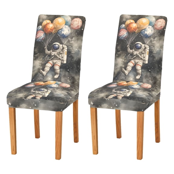 Yayeee 2 Pack Dining Chair Covers Stretch Parson Chairs Slipcovers Seat Protector, Watercolor Space