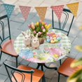 thumbnail image 5 of Round Fitted Tablecloth,Easter Egg Green Check Circle Table Cover Waterproof Table Cloth with Elastic Edge,Spring Flower Leaf Pastoral Style Outdoor Tablecloths for Kitchen Picnic 55-60in, 5 of 9