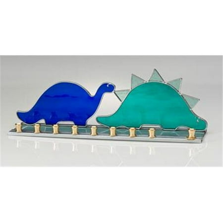 Judaica SF-BCH-DR-9790 15'' Dinosaur Menorah - Teal/Blue