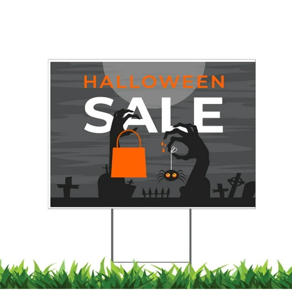 Halloween Sale Sign, Yard Sign, 18x12, 24x18, 36x24, H-Stake Included, v4