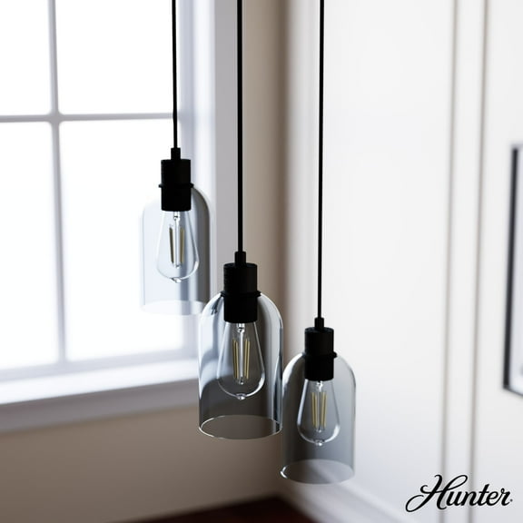 Hunter Fans 14.5" Lochemeade Ceiling Light Natural Iron Finish 3-Bulb Pendant