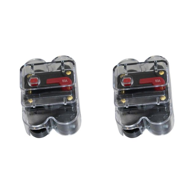 Guardoinrt Car Auto Audio Radio In Line Fuse Breaker Circuit For DC 12V Black 60A 2Set