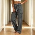 thumbnail image 5 of SeekIslan Womens Corduroy Cargo Pants Drawstring Waist Baggy Fit with Pockets for Casual Lounge Wear, 5 of 7