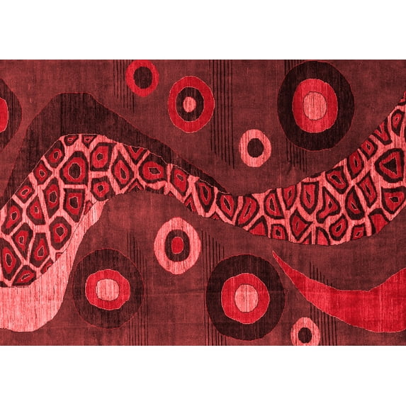 Ahgly Company Machine Washable Indoor Rectangle Oriental Red Modern Area Rugs, 7' x 10'