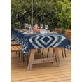 thumbnail image 3 of Outdoor Tablecloths with Umbrella Hole & Zipper, Navy Blue 60 x102 Inch Rectangle Tablecloths, Vintage Tribal Abstract Geometric Tie Dye Art Waterproof Table Cloth, Patio/Pool/Picnic Table Covers, 3 of 8
