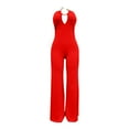 thumbnail image 4 of Women's Stylish Solid Color Long Pants Jumpsuit Elegant Casual Wear For Everyday Fashion Wide Leg Rompers for Women All Romper for Women for Party Workout Pantsuit plus Size Romper High Waist Rompers, 4 of 5