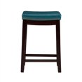 thumbnail image 3 of Linon Claridge 26" Wood Backless Counter Stool Blue Faux Leather in Dark Brown, 3 of 16