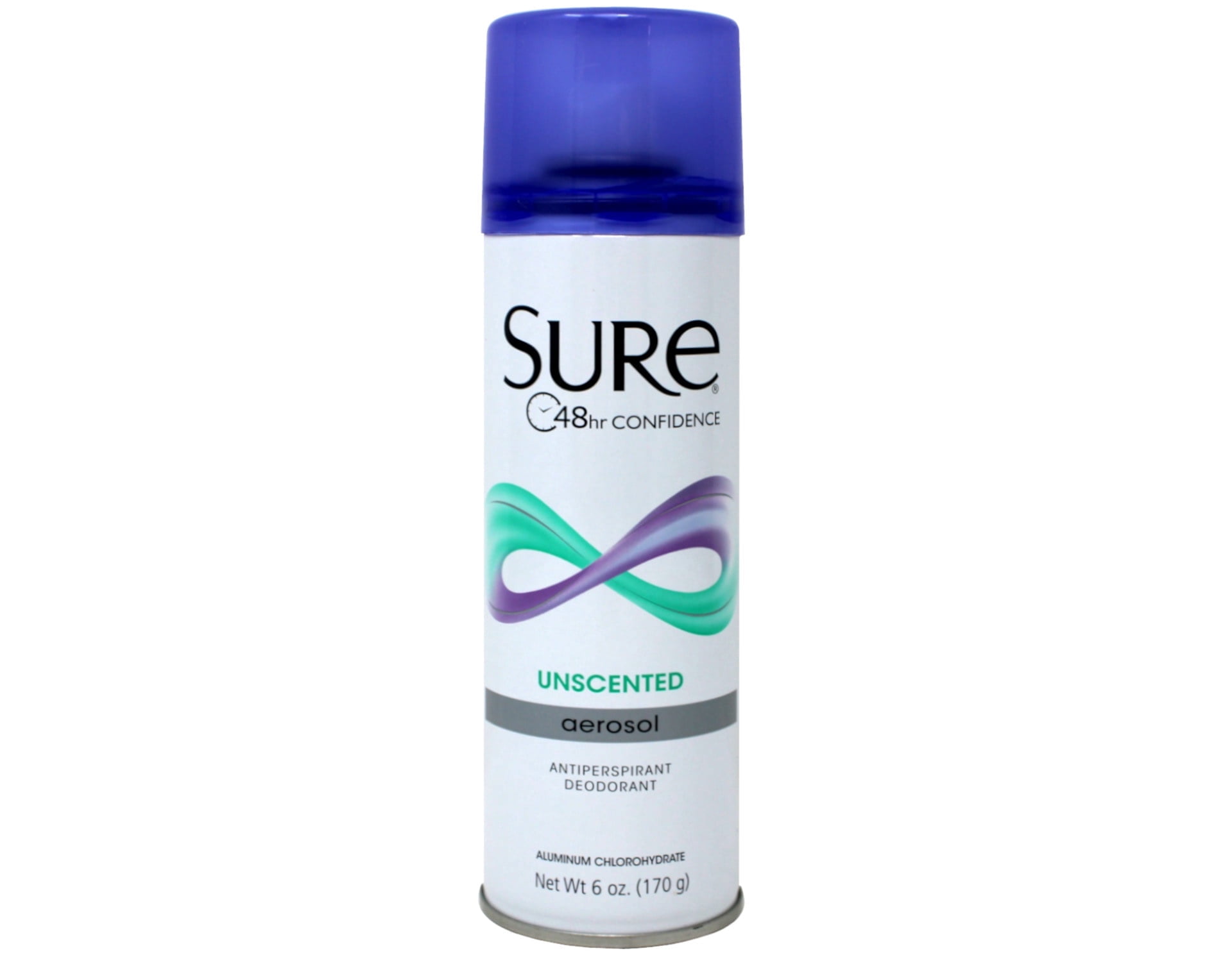 Sure Anti-Perspirant & Deodorant Aerosol Spray Unscented, 6 oz (Pack of 6)