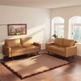 thumbnail image 3 of Saint Birch Milton Faux Leather Upholstery Loveseat - Brown, 3 of 10