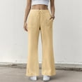 thumbnail image 2 of UngA Casual Dress Pants For Women Womens Casual High Waisted Linen Feel Pants Tapered Vacation Lounge Pants Trousers with Pockets Yellow,M, 2 of 6