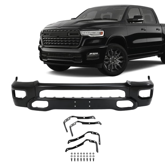 Black Steel Front Bumper Face Bar W/Fog Holes for 2019-2024 Dodge RAM 1500 19-24