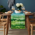 thumbnail image 2 of Blue Green Table Runner - 70 Inch Long, Kitchen Dining Table Runner Dresser Scarves, Gradient Watercolor Modern Abstract Art Farmhouse Decor for Coffee Tables Wedding Party Banquet, 2 of 8