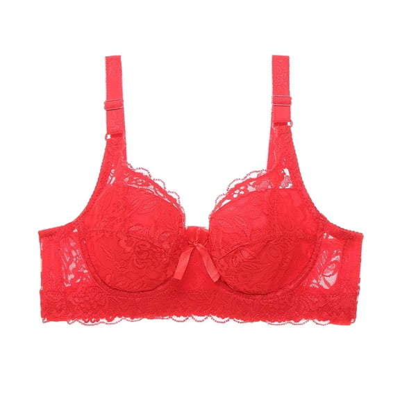 Ofreoo Women's Balconette Push Up Bra Plus Size Lace Unlined Sheer Underwire
