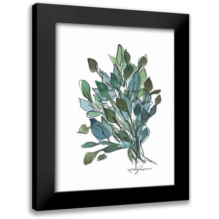 Chapman, Marcy 12x14 Black Modern Framed Museum Art Print Titled - Blue Green Leaves