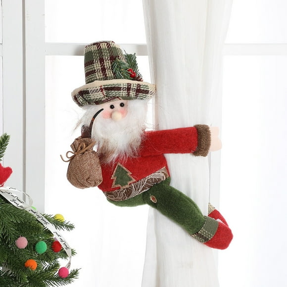 Festive Holiday Curtain Tiebacks Featuring Cartoon Santa Snowman Designs For Your Living Room Window Decorations