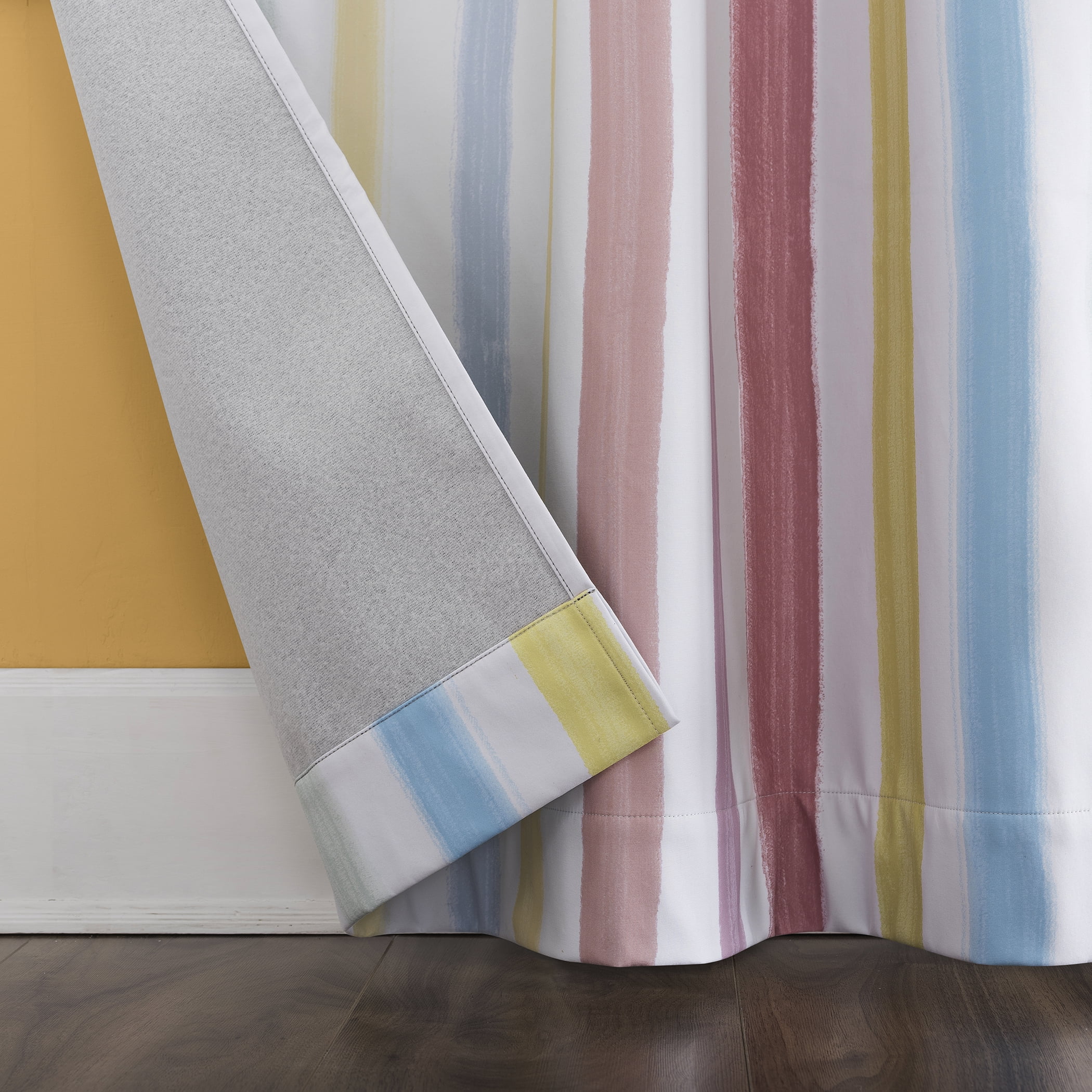 Sun Zero Pippa Stripes 100% Blackout Grommet Single Curtain Panel in Pink