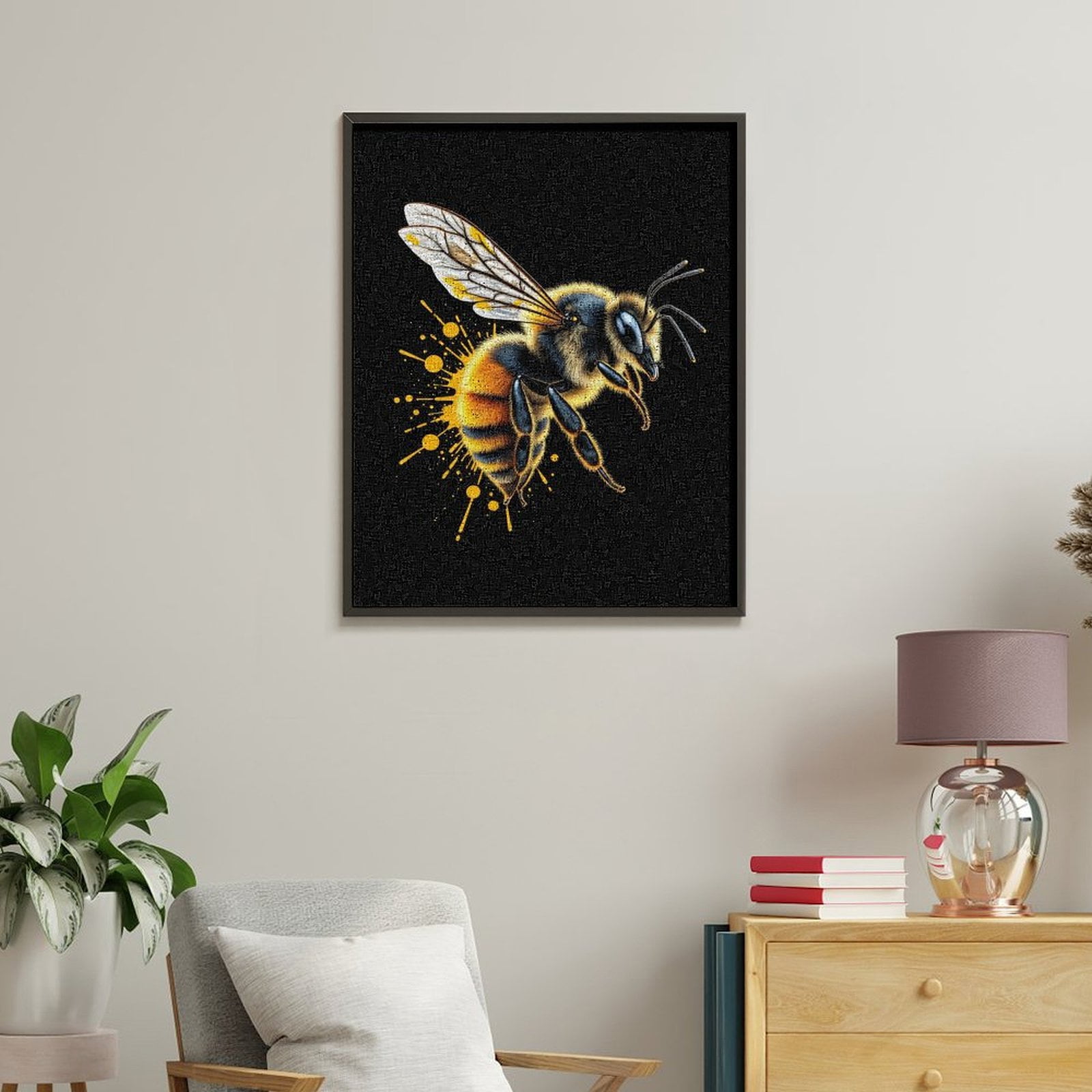 Paint By Numbers Kit for Adults Beginner - DIY Bee Vibrant Colors Splatter Art Canvas Painting Kits for Adults, Frameless Paint By Number for Adults for Home Wall Decor 16x20 Inch