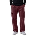 thumbnail image 2 of Nestiefly Cargo Sweatpants for Men Baggy Fleece Lined Straight Leg Sweatpants Comfort Tall Jogger Workout Pants with Pockets Wine L, 2 of 10