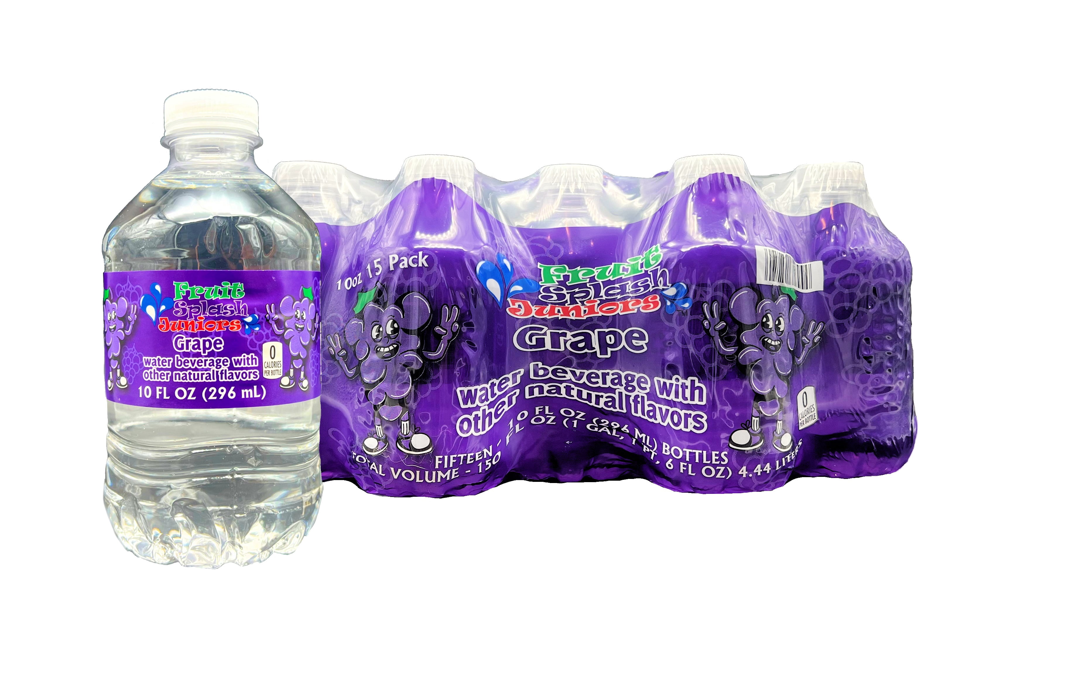 (6 pack) Fruit Splash Juniors, Water Bottles, Grape, 10 fl oz, 15 Pack Bottles