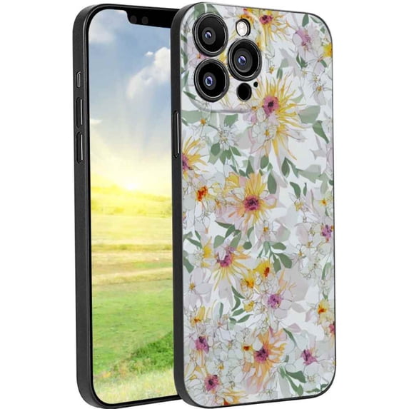 Compatible with iPhone 13 Pro Max Phone Case, Flowers-19 Case Men Women, Flexible Silicone Shockproof Case for iPhone 13 Pro Max