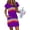 Purple, variant on Levmjia Women's Casual Stripe Print Dress Short Sleeve V Neck Loose Fit Summer Dress with Drawstring Waist Front Pockets A Line Tunic Dress for Women